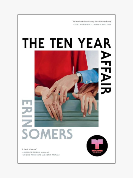 The Ten Year Affair: A Novel book cover with hands on it on light gray background